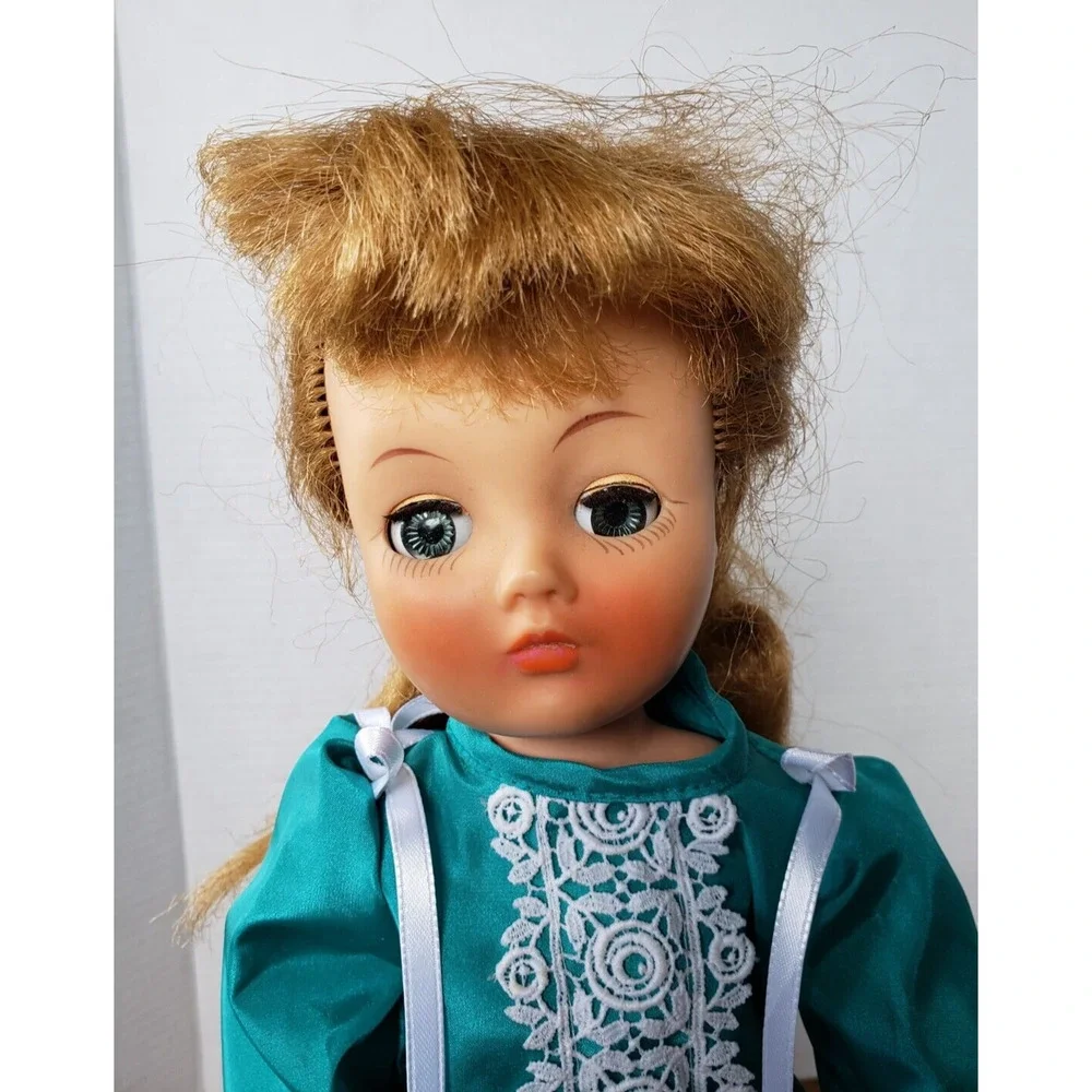 Blonde Haired Blue Eyed Girl in Blue Outfit 17 Inch Doll